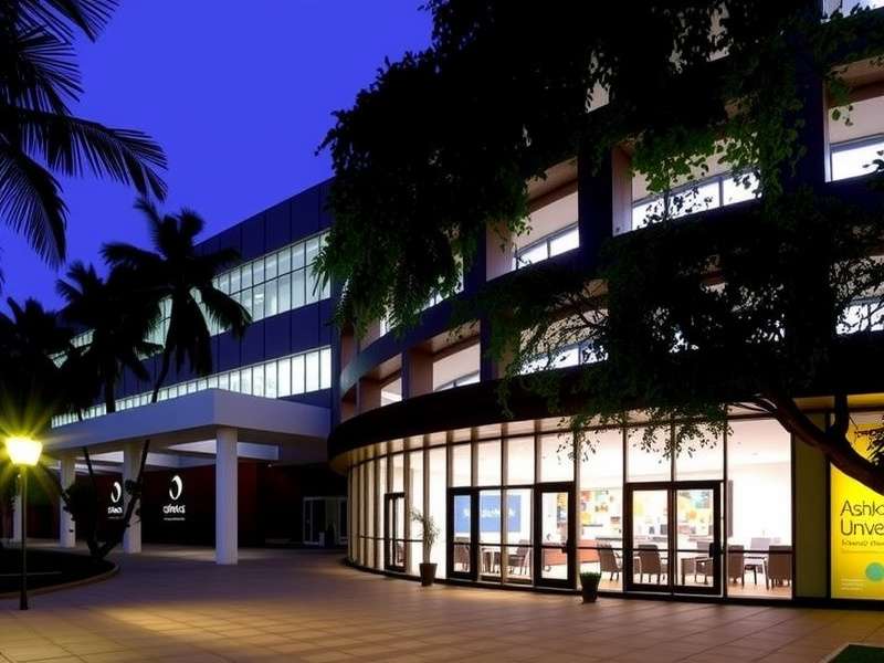 Students discussing in campus courtyard